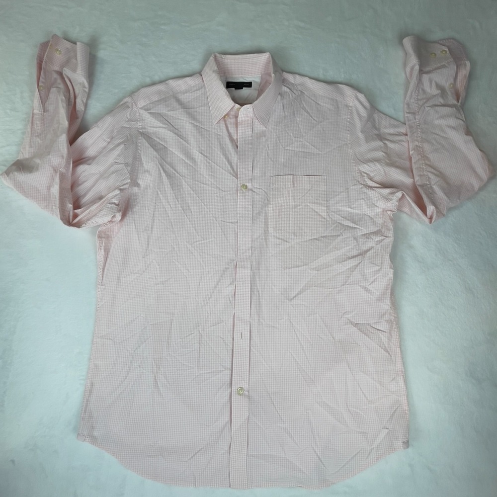 Banana Republic Dress Shirt Mens‎ XL Pink Gingham Classic Fit Collar Button Down